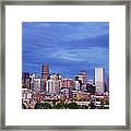 Denver Skyline At Night Framed Print