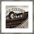 Denver Union Station Neon Sign And Architecture - Sepia Edition Framed Print