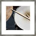 Detail Of Drumsticks And A Drum Kit Framed Print