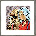 Detective In A Hat And Raincoat Looking Framed Print