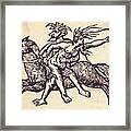 Devil Riding With Witch Framed Print