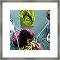 Devotees Pouring Water And Milk On Woman Framed Print
