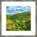Digital Oil Painting Of The View Down Valley From Top Of Pistyll Framed Print