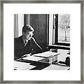 Dmitri Shostakovich Sitting At Desk Framed Print