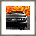 Dodge Hellcat Srt With Flames Framed Print