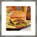 Double Cheeseburger With A Beer Framed Print