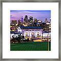 Downtown Kansas City Skyline Panoramic At Dusk Framed Print
