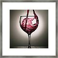Dramatic Red Wine Splash Into Wine Glass Framed Print