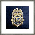 Drug Enforcement Administration -  D E A  Special Agent Badge Over Blue Velvet Framed Print