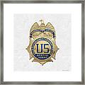 Drug Enforcement Administration -  D E A  Special Agent Badge Over White Leather Framed Print