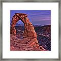 Dusk At Delicate Arch, Arches National Framed Print