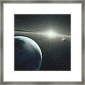 Earth, Asteroid Belt And Star Framed Print