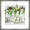 Easter Table Centrepiece Of Violas & Blown Eggs Framed Print