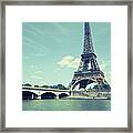 Eiffel Tower In Retro Pastel Colors Framed Print