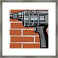 Electric Drill In Front Of Brick Wall Framed Print