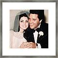 Elvis Presley Smiling With Bride Framed Print
