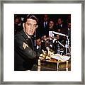 Elvis Presley Speaking At Press Framed Print