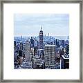 Empire State Building And The Manhattan Skyline At Dusk, Top Of The Rock Observation Tower, New York City Photo Framed Print