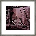 Empire State Building Under Construction, Showing A Lifting Gang At Work, 1930 Framed Print
