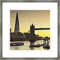 England, Great Britain, British Isles, London, Southwark, The Shard, City Hall, Tower Bridge And River Thames At Sunset Framed Print