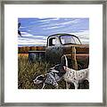 English Setters With Old Truck Framed Print
