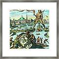 Engraving Of The Colossus Of Rhodes Framed Print