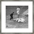 Enos Slaughter Sliding Into Home Plate Framed Print