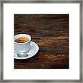 Espresso Coffee On A Rustic Cafe Table Framed Print