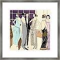 Fashionable Evening Party With Man In Tuxedo Playing A Grand Piano. Framed Print