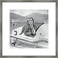 Female Race Driver Posing In Her Car Framed Print