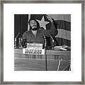 Fidel Castro Speaking From Podium Framed Print
