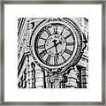 Flatiron And Fifth Ave Clock Nyc Bw Framed Print