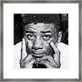 Floyd Patterson With Hands At Face Framed Print