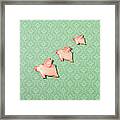 Flying Pig Ornaments On Wallpapered Framed Print