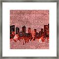 Fort Worth Skyline Vintage Red Framed Print