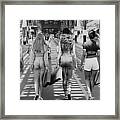 Four Girls Walking Down White Plains Framed Print