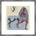 Fragments Of A Fresco From Knossos, With Modern Restorations; Soldiers At The Run, C.1450-1400 Bc Framed Print
