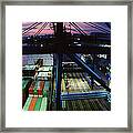 Freighter At Dock, Dusk Wide Angle Lens Framed Print