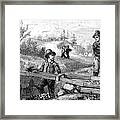 French Miners Working A Long Tom Framed Print