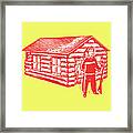 Frontiersman In Front Of Log Cabin Framed Print