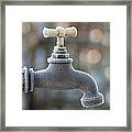 Frost On Faucet, Water Tap, Switzerland Framed Print