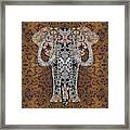 Elephant In Bobbin Lace Background Pattern Framed Print