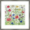 Garden Flower Medley Watercolor Framed Print