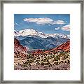 Garden Of The Gods And Pikes Peak Framed Print