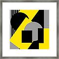 Geometrical Abstract Art Deco Mash-up Gray Yellow Framed Print