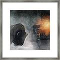 Giant Buffalo Attacking Train Framed Print