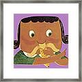 Girl Eating A Banana Framed Print