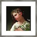 Girl With A Bouquet Of Daisies By Jules Cyrille Cave Framed Print