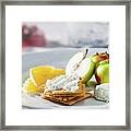 Gluten Free Crackers With Herbed Goat Cheese, Lady Apples And Orange Slices Framed Print
