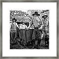 Gold Miners In Front Of A Mine Shaft Framed Print
